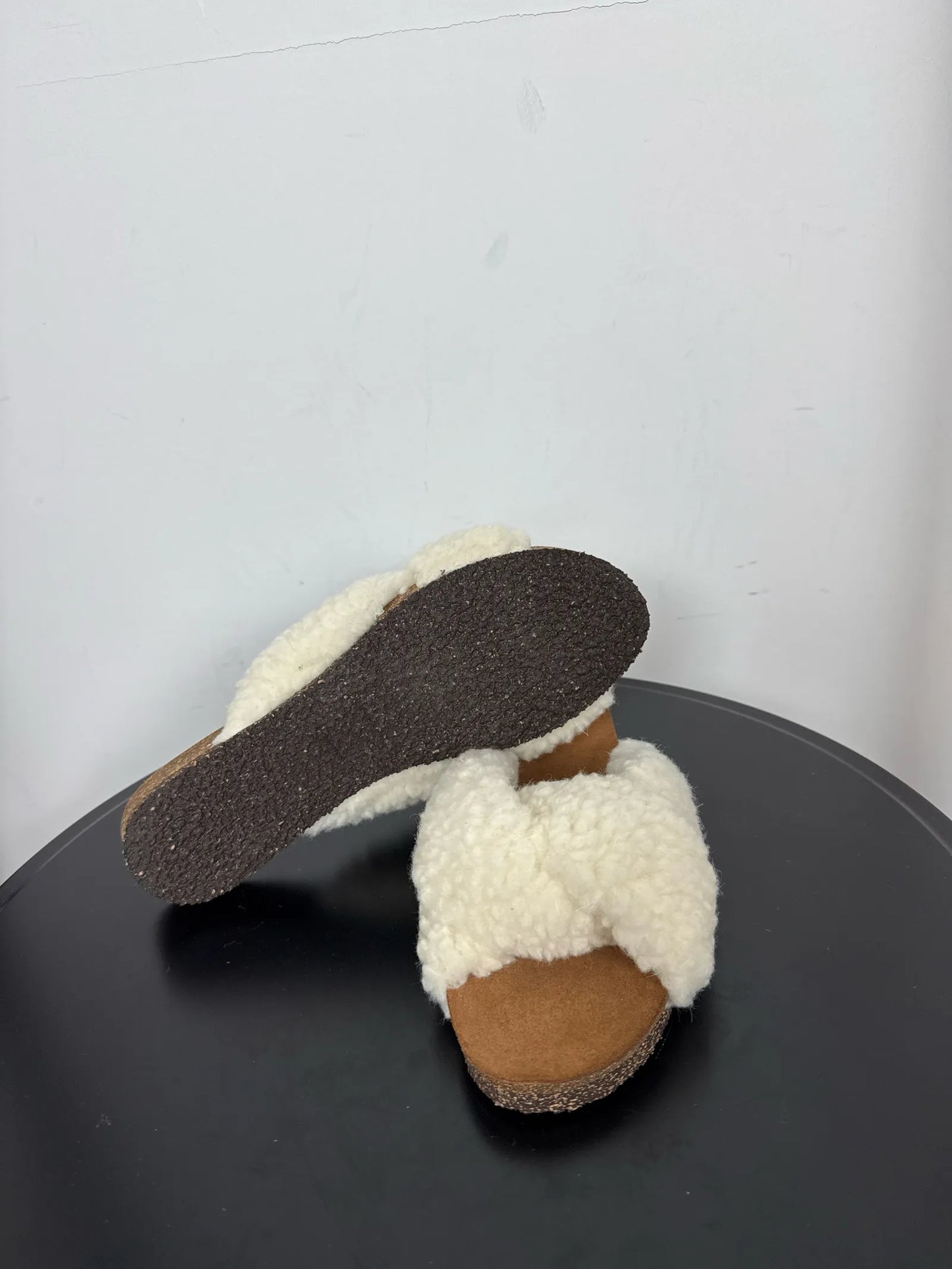 Flattered Lou Creme Teddy Sandals