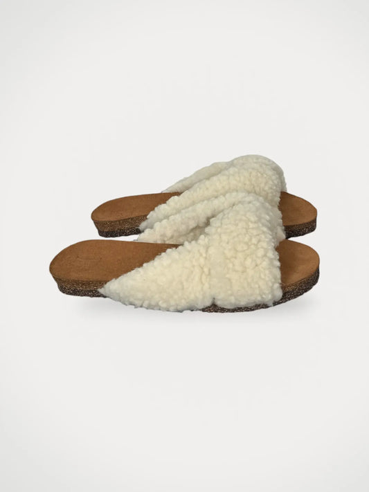 Flattered Lou Creme Teddy Sandals