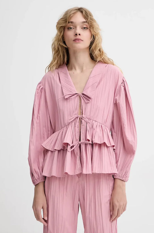 Stine Goya Balloon Sleeve Tie Top Blouse