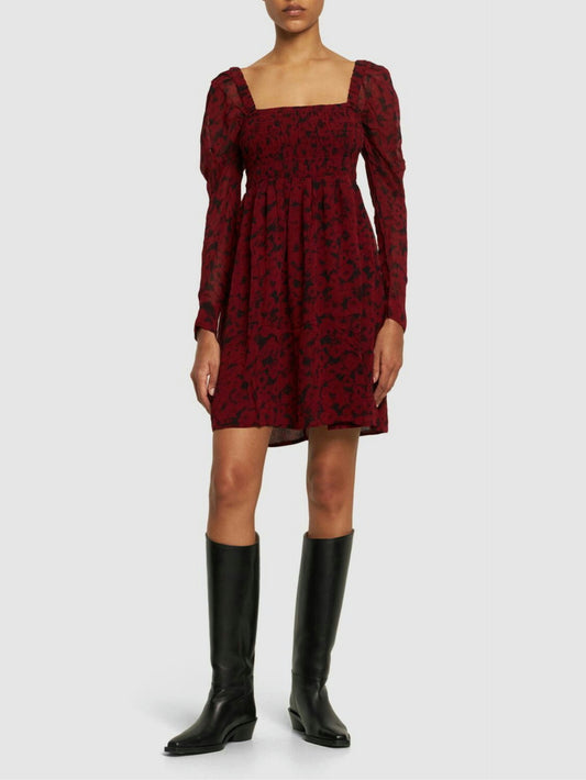 Ganni Printed Georgette Viscose Mini Dress