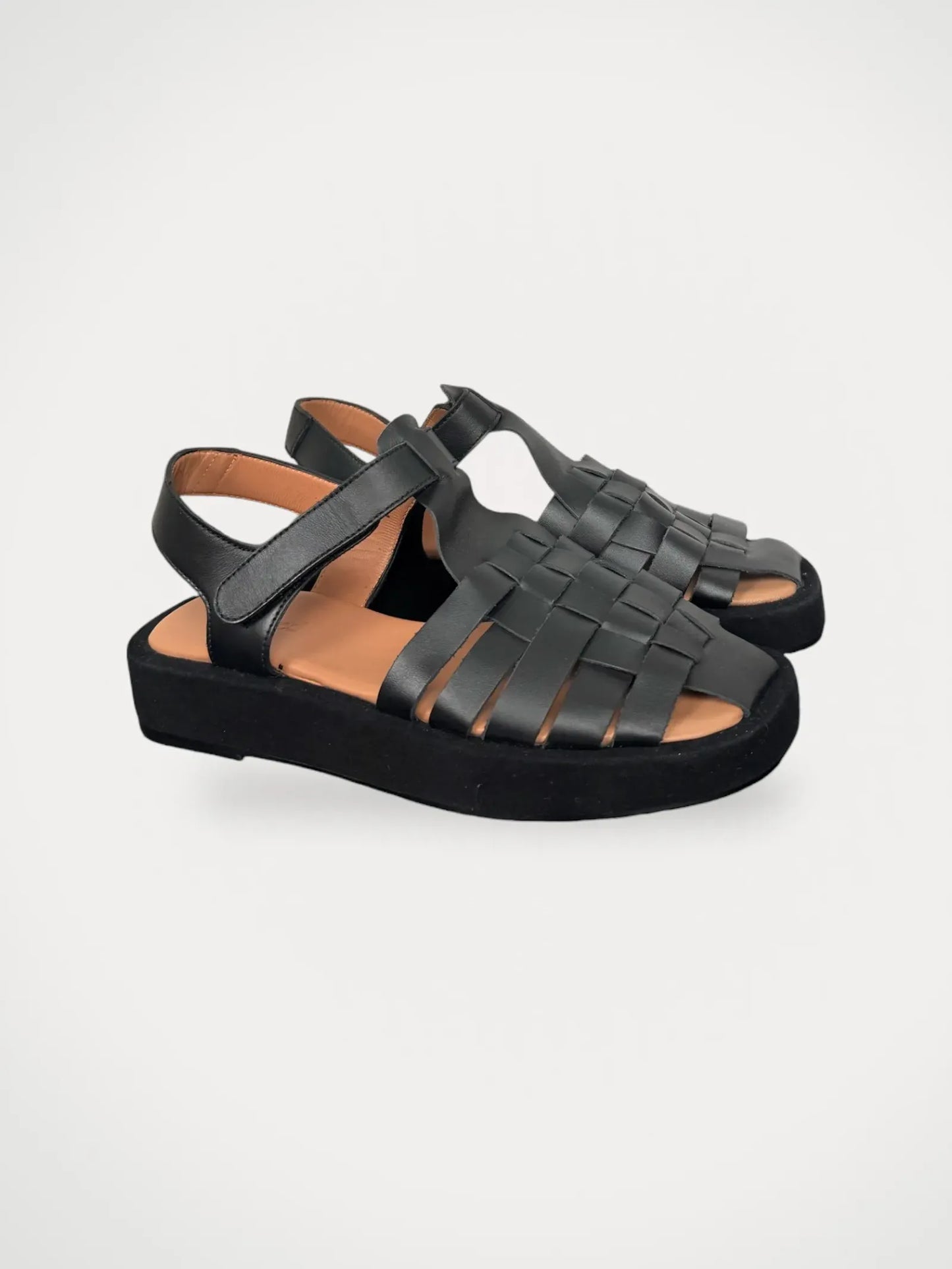 Flattered Gigi Black Leather Sandals
