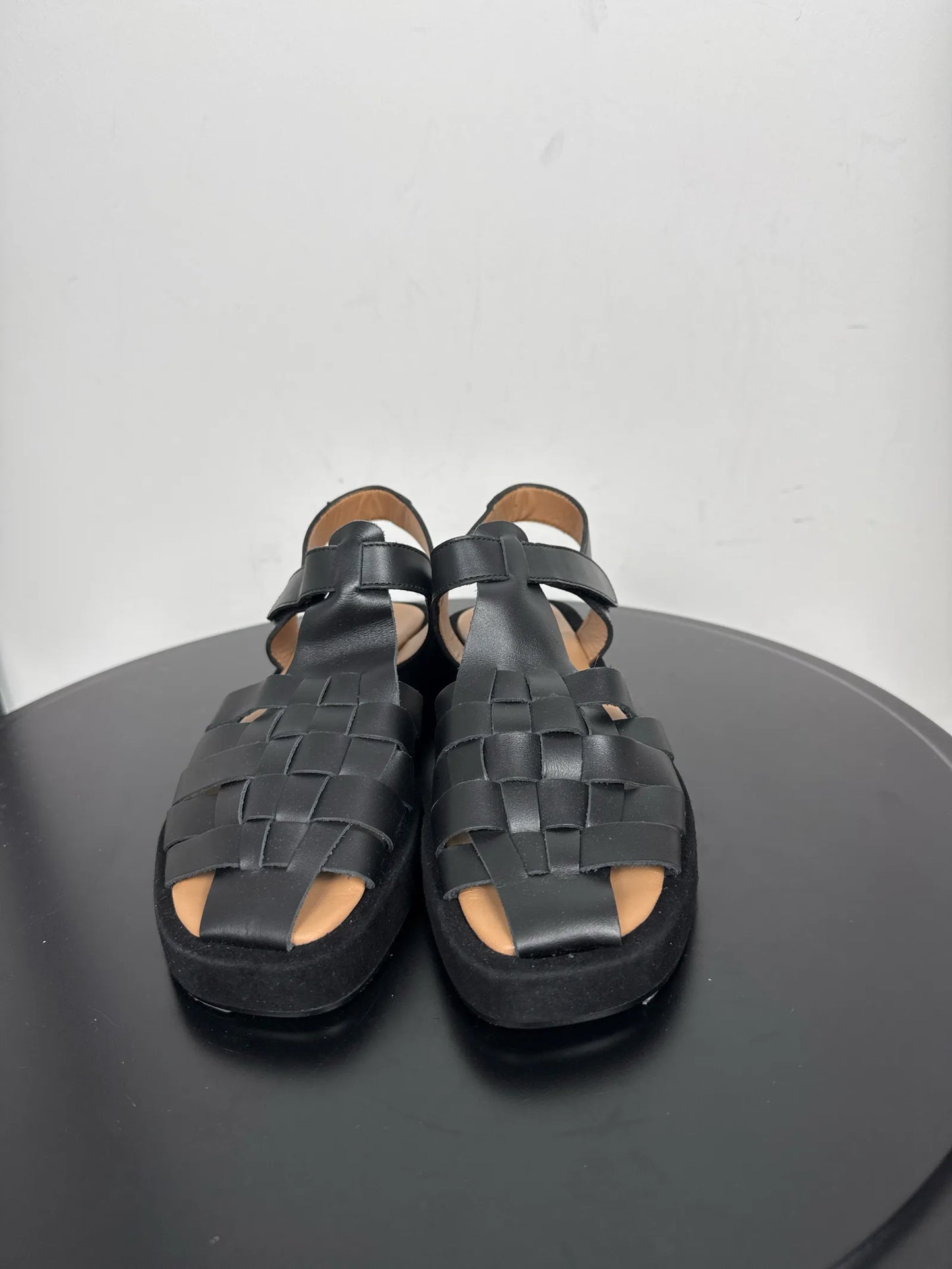 Flattered Gigi Black Leather Sandals