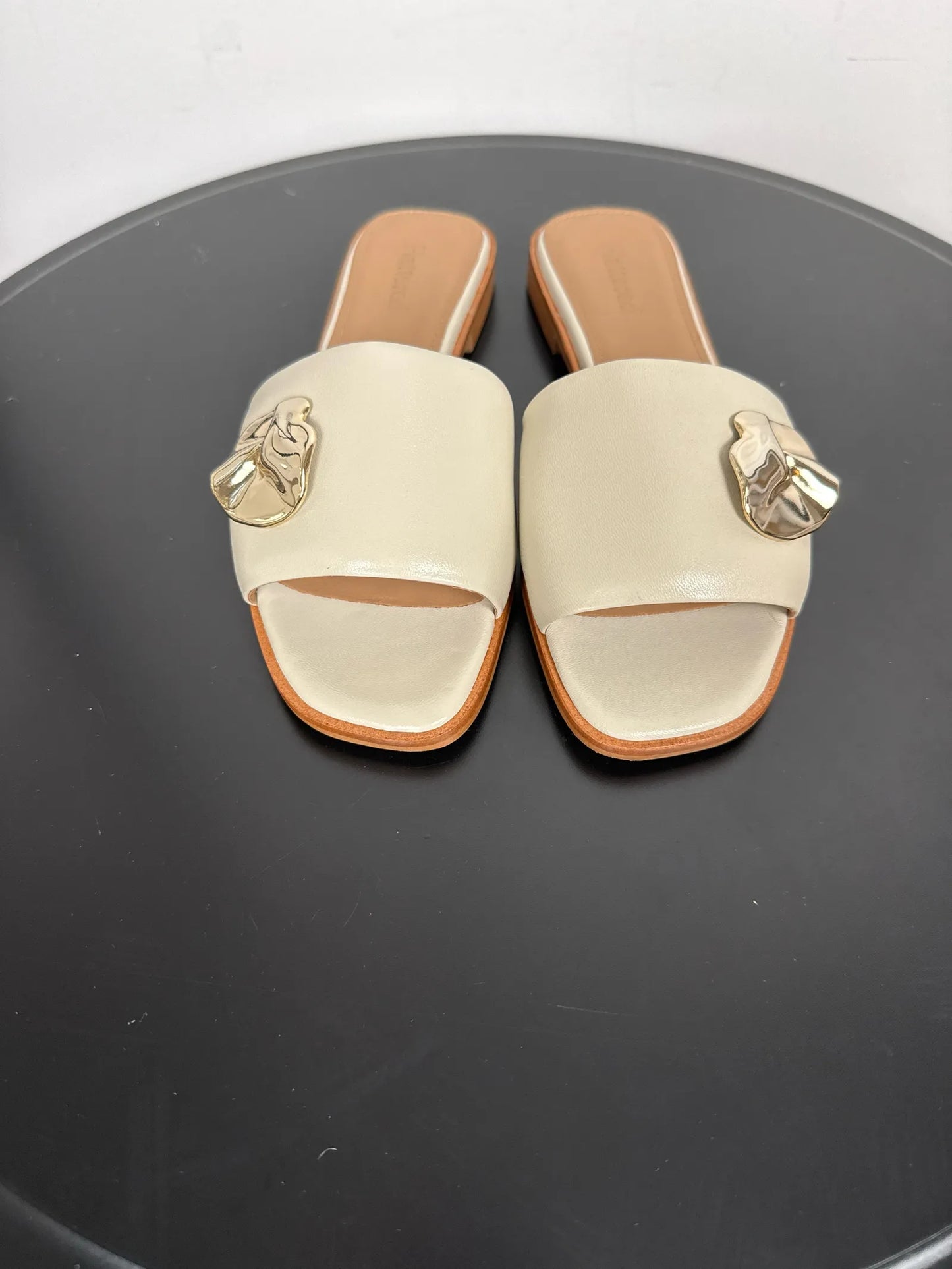 Flattered Mira Creme Leather Sandals